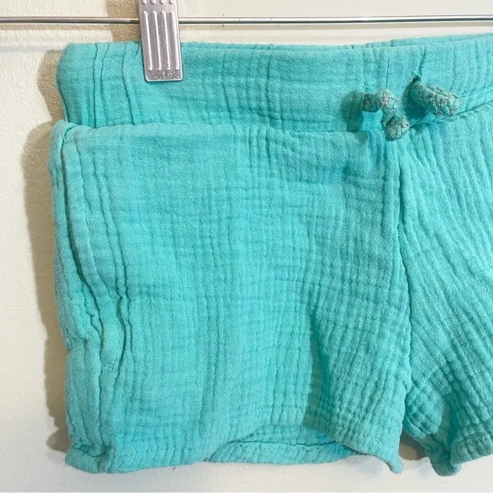 Cat & Jack Girls Cotton Elastic Drawcord Waist Pockets Pull-On Shorts‎ Teal 4T